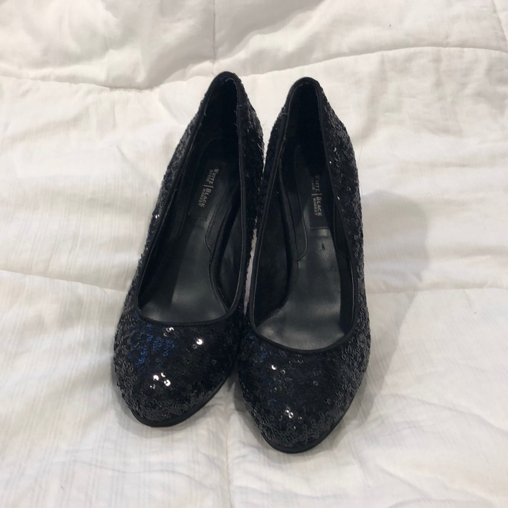 Black sequin heels